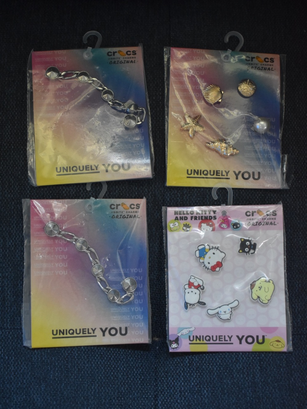 CROCS Silver Charm Bracelet and Beach-Themed Charms with Sanrio Jibbitz Set